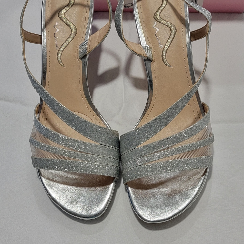 Nina Silver Heels with Elegant Strappy Design